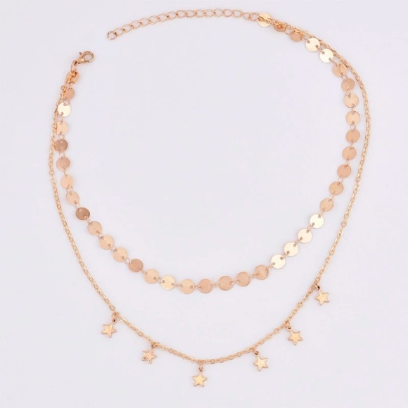 Gold Star Dainty Double Layer Necklace Set - Picture 3 of 3